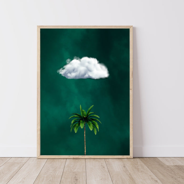 Emerald Green Decor,Palm Tree Cloud Printable,Emerald Green Wall Art,Nature Art Print,Minimalist Wall Art,Maximalist,Green Decor,Botanical