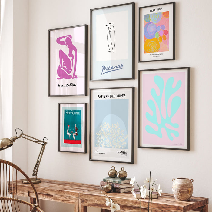 Gallery Wall Set of 9, Exhibition Poster Set, Printable wall art, Matisse Print, Picasso Prints, New Yorker Magazine Poster, Vintage Prints
