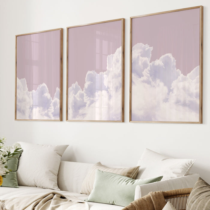 Above Bed Wall Art Set Of 3, Pink Cloud Wall Decor,Pink Home Decor, Blush Pink Print,Abstract Art Print,Minimalist Wall Art,Minimalist Print