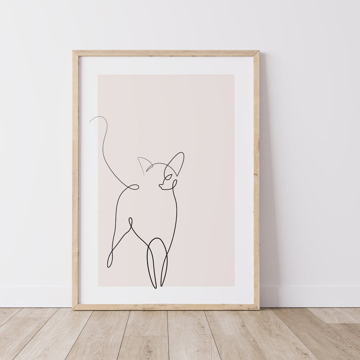 Neutral Wall Art Set Of 3,Boho Cat line art poster,Blush Pink Print, Pale Pink Wall Decor,Minimalist Wall Art,Pink Wall Art, Cute at Print