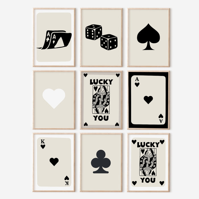 Trendy Retro Wall Art Set of 9,Retro Trendy Aesthetic Print,Lucky You Poster,Black and White Poster,Trendy Wall Art,Funny Art, Digital Art