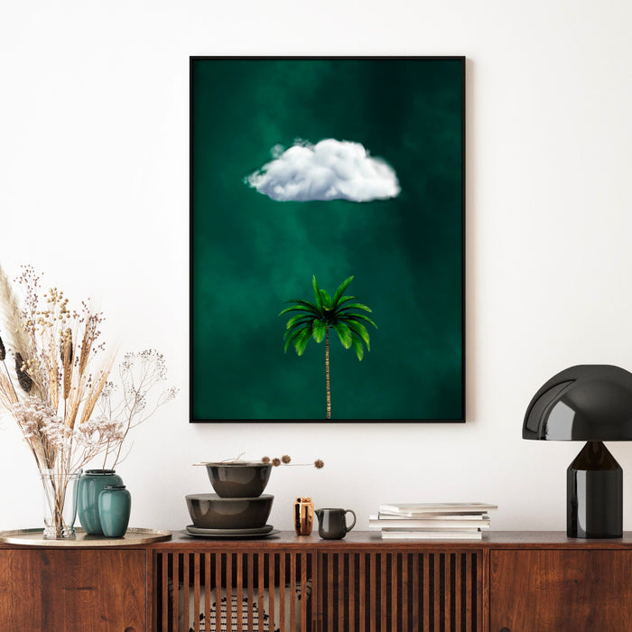 Emerald Green Decor,Palm Tree Cloud Printable,Emerald Green Wall Art,Nature Art Print,Minimalist Wall Art,Maximalist,Green Decor,Botanical