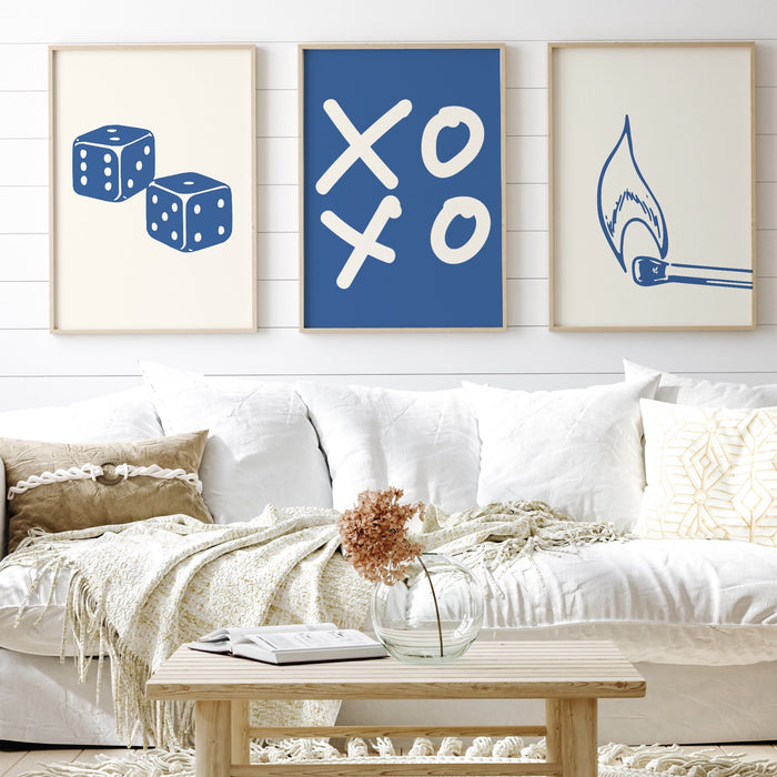 Trendy Retro Wall Art Set of 9,Retro Trendy Aesthetic Print,Lucky You Poster,Blue Print,Trendy Wall Art,Funny Art, Minimalist, Digital Art