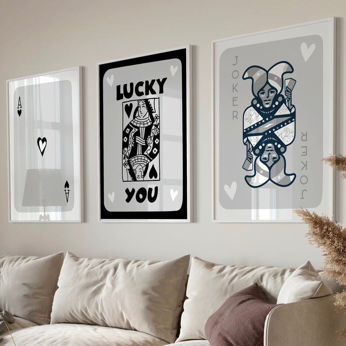 Trendy Retro Wall Art Set Of 9, Retro Trendy Aesthetic Print, Black and White Poster, Lucky You Poster, Trendy Wall Art, Funny Art, Digital,
