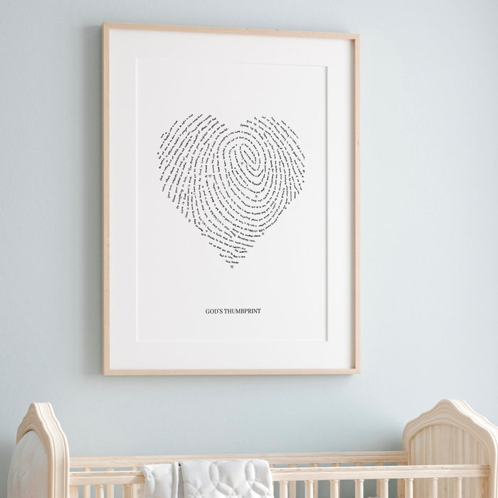 God's Thumbprint, Thumb print of God, Scripture, Aesthetic Print, Gift for Christian Art Gift for Daughter Heart of God Digital Printable