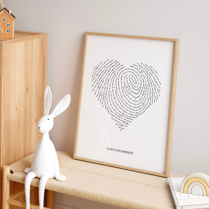 God's Thumbprint, Thumb print of God, Scripture, Aesthetic Print, Gift for Christian Art Gift for Daughter Heart of God Digital Printable