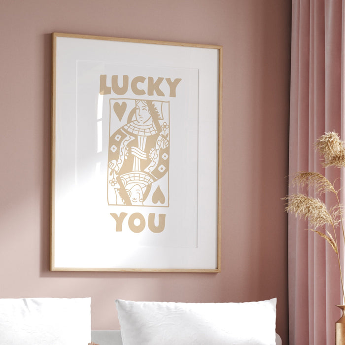Neutral boho Print, Trendy Retro Wall Art, Set of 3, Retro Aesthetic Print,Lucky You Poster, Beige Print, Funny Art, Minimalist, Digital Art