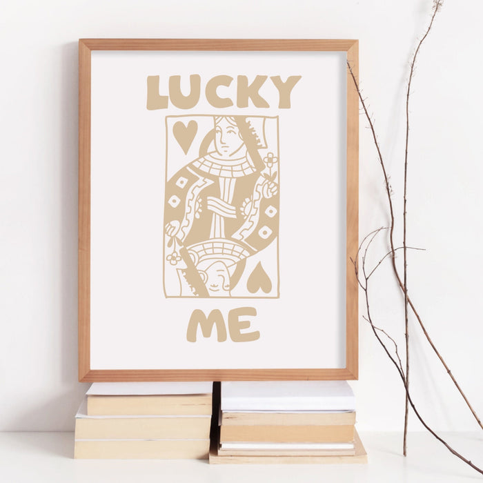Neutral boho Print, Trendy Retro Wall Art, Set of 3, Retro Aesthetic Print,Lucky You Poster, Beige Print, Funny Art, Minimalist, Digital Art