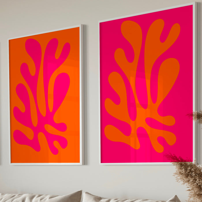 Orange Pink Flower Market Digital Download Print, 70s Style Poster 60s Flower Print, Pink Orange Decor, Dork Room Wall Art Printable Art Set