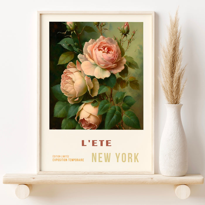 Pink Orange Flower Market Digital Download, 70s Style Poster, 60s Flower Print, Orange Pink Decor, Vintage Rose, Printable set of 5