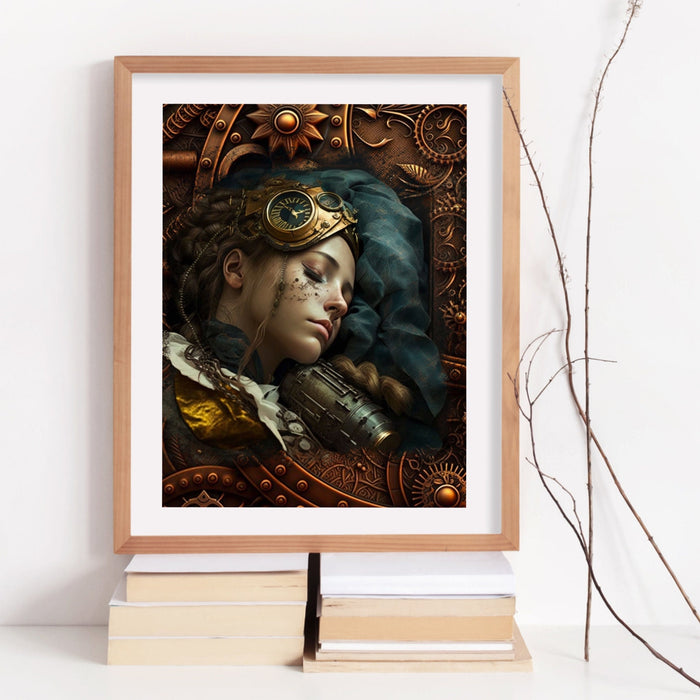 Steampunk Decor Steampunk Girl Wall Art, Vintage Wall Art Set of 3, Steampunk Print Poster, Above Bed Wall Art, Steampunk Digital Download
