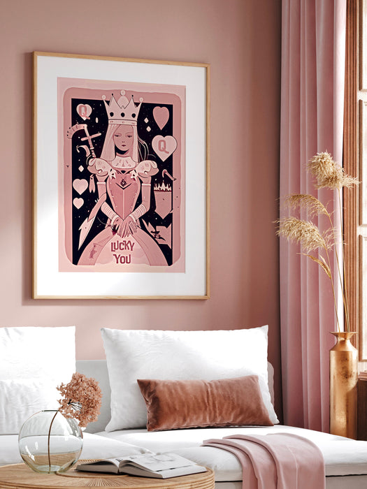 Trendy Retro Wall Art,Retro Trendy Aesthetic Print,Lucky You Poster,Pink Print,Trendy Wall Art,Funny Art, Minimalist, Digital Art