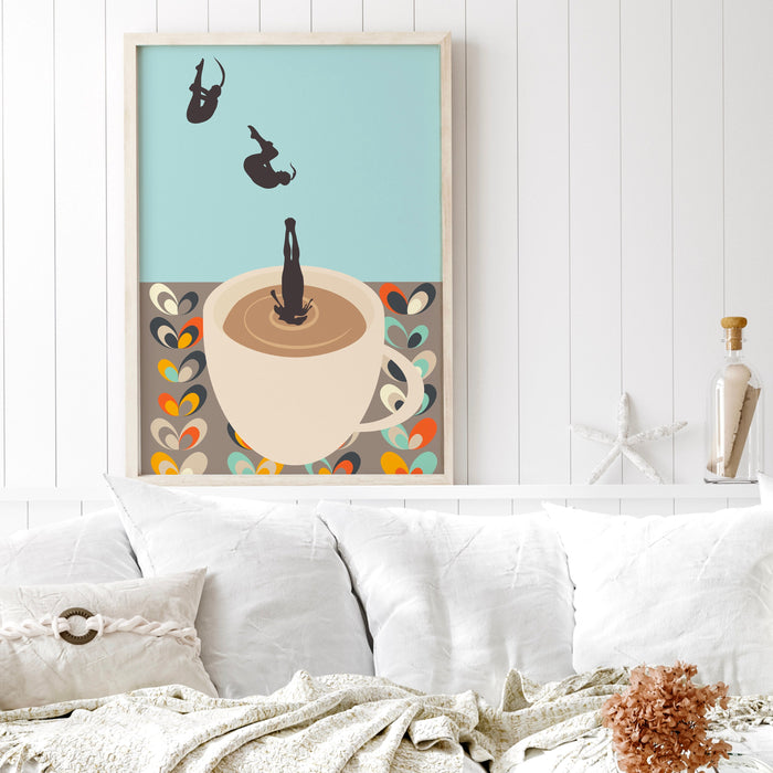 Coffee Print, Drink Poster, Modern Kitchen Decor, Retro Poster, Pop Art, Kitchen Art, Exhibition Poster, Illustration, Coffee Lover