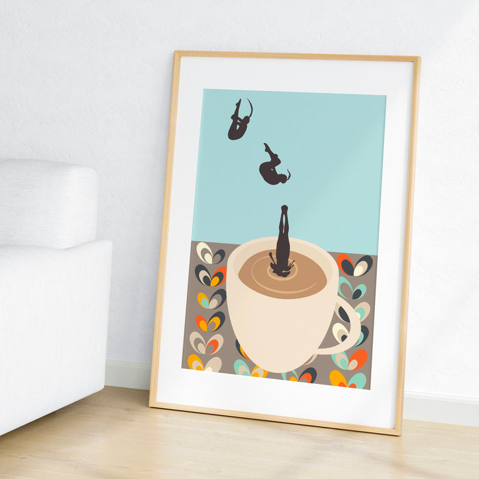 Coffee Print, Drink Poster, Modern Kitchen Decor, Retro Poster, Pop Art, Kitchen Art, Exhibition Poster, Illustration, Coffee Lover