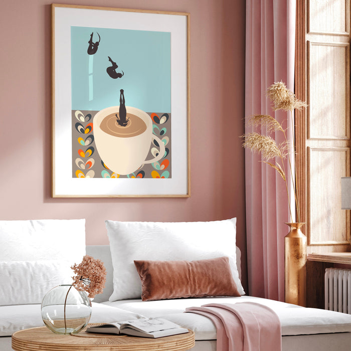 Coffee Print, Drink Poster, Modern Kitchen Decor, Retro Poster, Pop Art, Kitchen Art, Exhibition Poster, Illustration, Coffee Lover