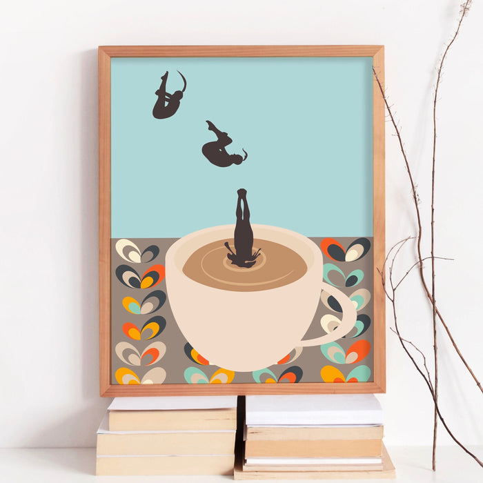 Coffee Print, Drink Poster, Modern Kitchen Decor, Retro Poster, Pop Art, Kitchen Art, Exhibition Poster, Illustration, Coffee Lover