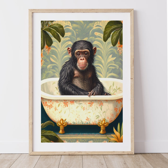 Animal in Bath Bathroom Art Print, Maximalist Animal in Bathtub Jungle Wall Art, Funny Bathroom Printable, Eclectic Boho Bathroom Home Decor