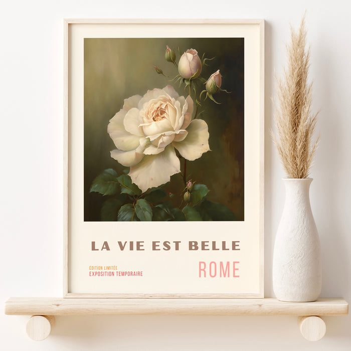 Pink Orange Flower Market Digital Download, 70s Style Poster, 60s Flower Print, Orange Pink Decor, Vintage Rose, Printable set of 5