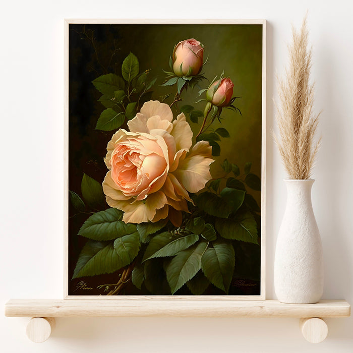 Pink Orange Flower Market Digital Download, 70s Style Poster, 60s Flower Print, Orange Pink Decor, Vintage Rose, Printable set of 5