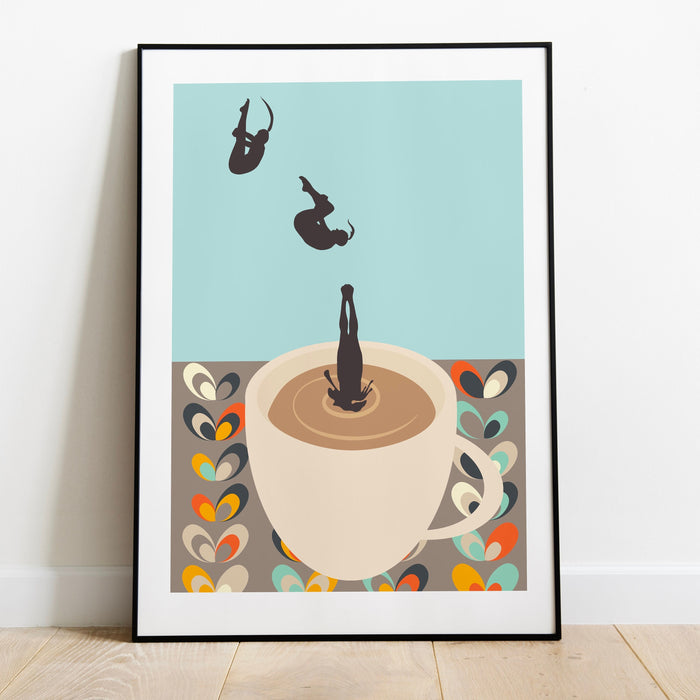 Coffee Print, Drink Poster, Modern Kitchen Decor, Retro Poster, Pop Art, Kitchen Art, Exhibition Poster, Illustration, Coffee Lover