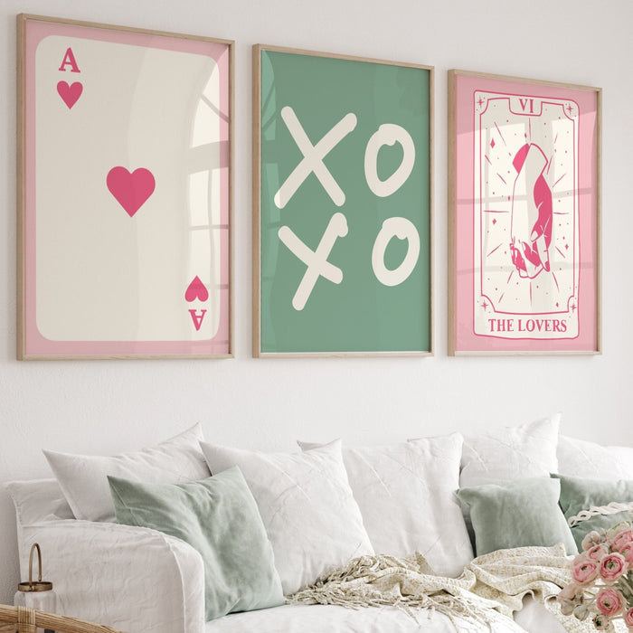 Trendy Retro Wall Art Set of 20 , Retro Trendy Aesthetic Print Pink and Green Poster, Lucky You Print, Trendy Wall Decor, Funny Art, Digital
