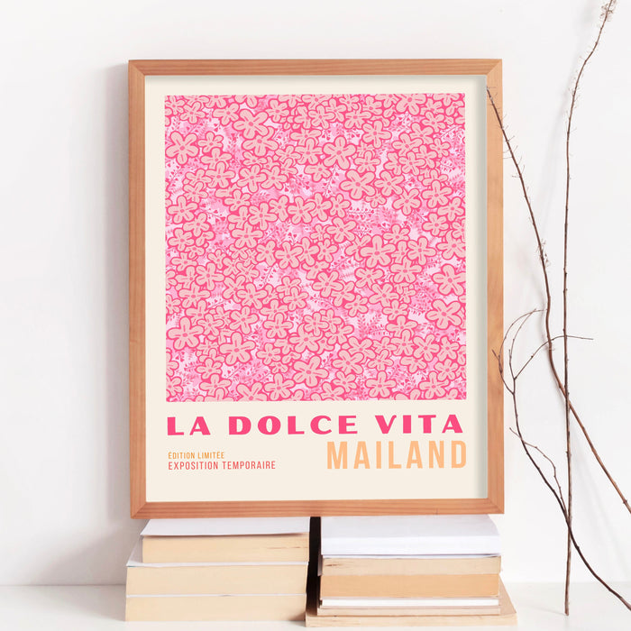 Pink Orange Flower Market Digital Download, 70s Style Poster, 60s Flower Print, Orange Pink Decor, Dorm Room Wall Art, Printable set of 3