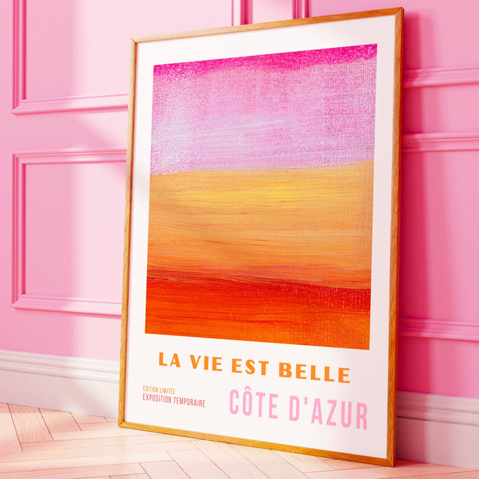 PRINTED Wall Art Set of 3, Pink Orange Abstract Posters, 70s Style Poster, 60s Maximalist Print, Orange Pink Decor, Dorm Room Decor
