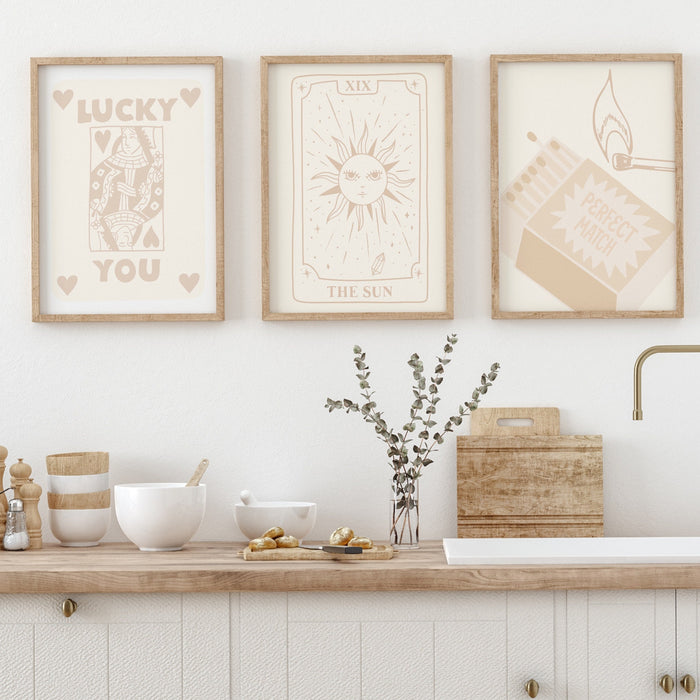 Trendy Retro Wall Art Set of 12, Retro Trendy Aesthetic Print,Lucky You Poster,Beige Print,Trendy Wall Art,Funny Art, Minimalist Digital Art