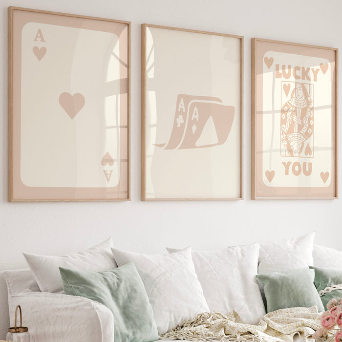 Trendy Retro Wall Art Set of 12, Retro Trendy Aesthetic Print,Lucky You Poster,Beige Print,Trendy Wall Art,Funny Art, Minimalist Digital Art