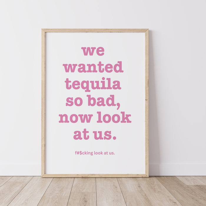 Trendy Retro Wall Art, Tequila drinking poster, Pink Wall Art, Guest Check Maximalist Aesthetic Print Funny Art, Minimalist Digital Download