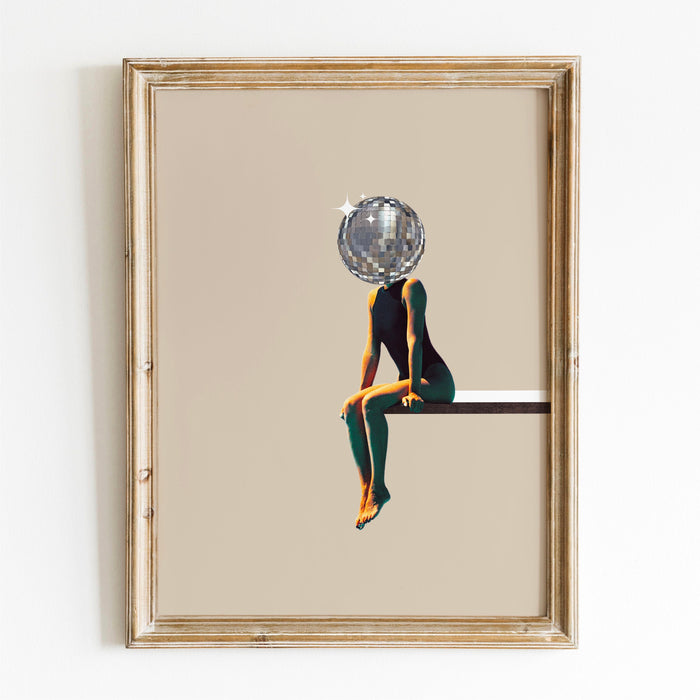 Mirror Ball Head, gallery wall set of 6, Funky Disco 70s , Digital Artwork, Luxury Mirrorball Printable, Girly Dorm Room ArtT Trendy