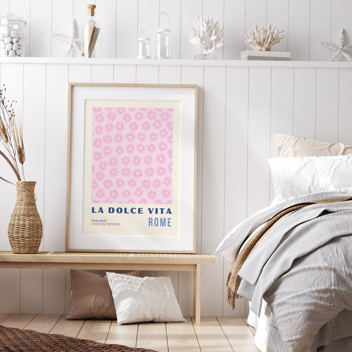 Pink Abstract 70s Style Poster, 60s Flower Print, Paris Exhibition Travel Poster, Digital Download