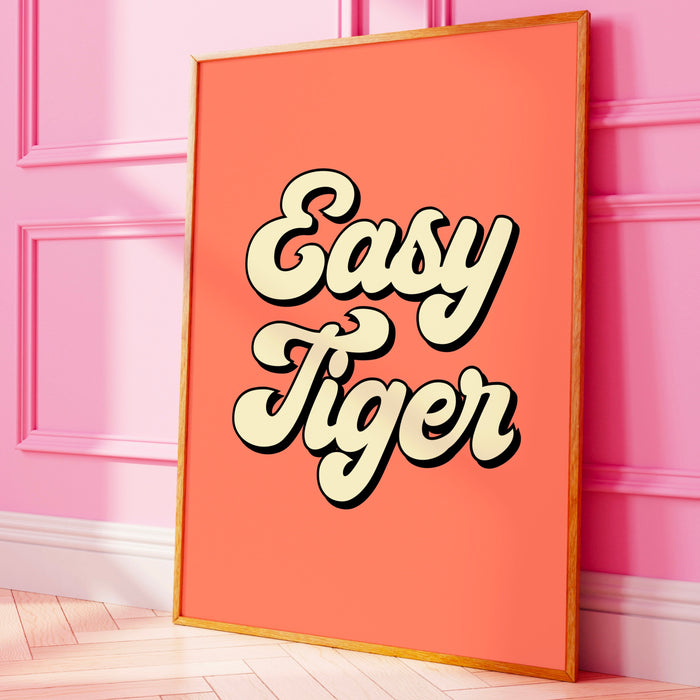 Set of 2 Retro Trendy Art Digital Prints , Easy Tiger, Dorm Decor, Large Wall Art, Animal print, Downloadable Art, Digital Art