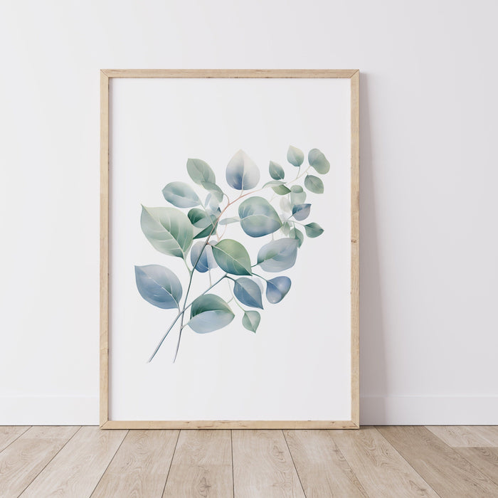 Bathroom Wall Art Set of 6, Eucalyptus Watercolor Prints, Printable Leaf Art, Green Art Prints, Living Room Art Sage Green Cottagecore
