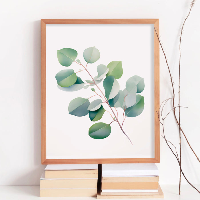 Bathroom Wall Art Set of 6, Eucalyptus Watercolor Prints, Printable Leaf Art, Green Art Prints, Living Room Art Sage Green Cottagecore