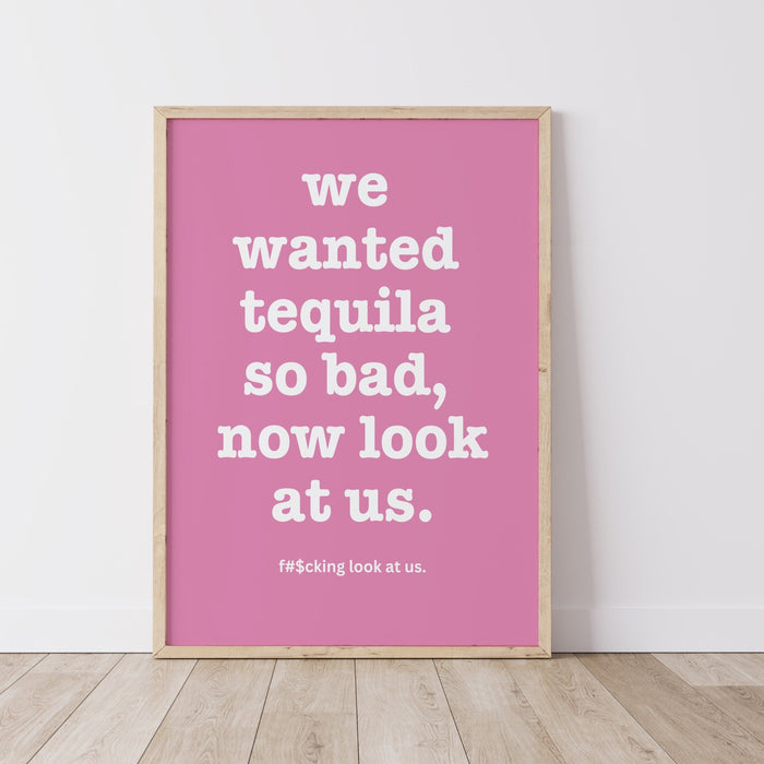 Trendy Retro Wall Art, Tequila drinking poster, Pink Wall Art, Guest Check Maximalist Aesthetic Print Funny Art, Minimalist Digital Download