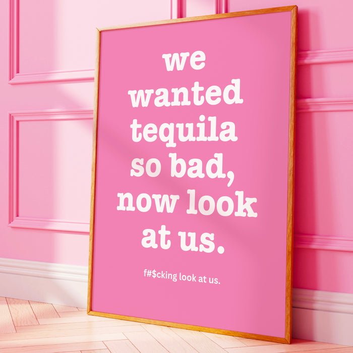 Trendy Retro Wall Art, Tequila drinking poster, Pink Wall Art, Guest Check Maximalist Aesthetic Print Funny Art, Minimalist Digital Download
