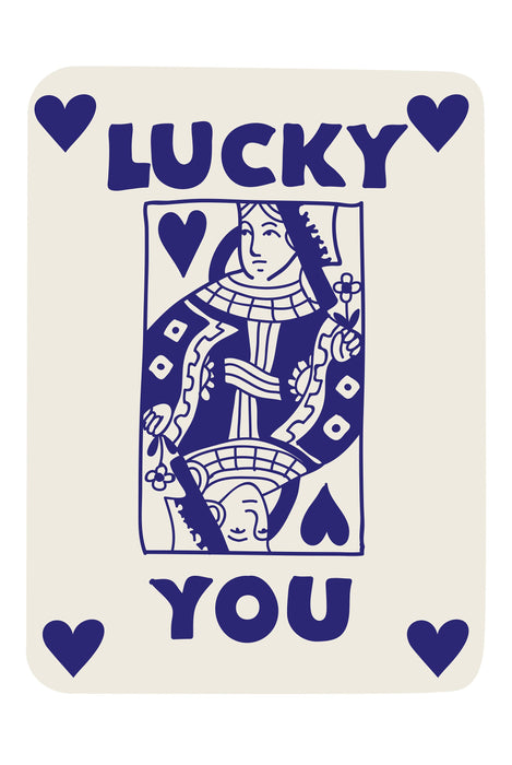 Trendy Retro Wall Art, Retro Trendy Aesthetic Print, Lucky You Poster, Blue Beige Decor, Trendy Wall Art, Funny Art, Minimalist, Digital Art