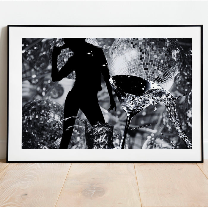 Martini Print, Trendy Bar Cart Retro Wall Art Set of 5, Aesthetic Print, Disco Poster,Black and White Prints, Trendy Wall Art, Digital Art