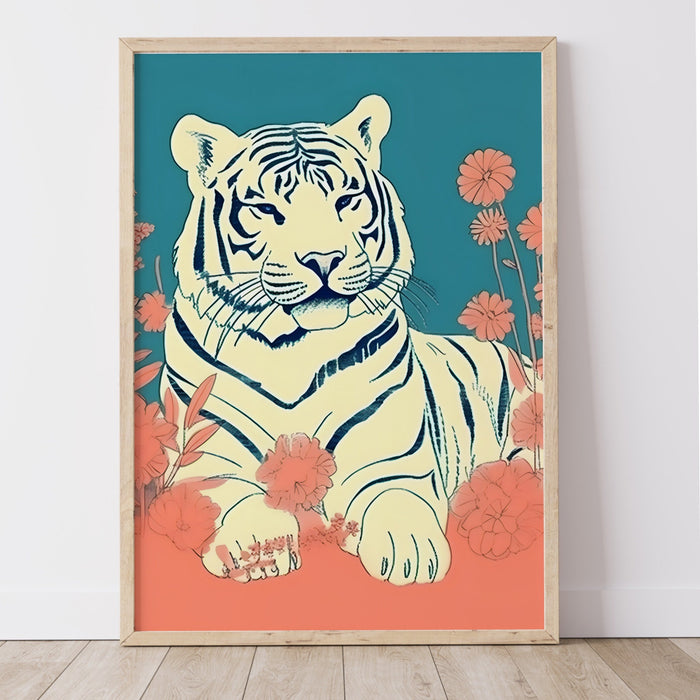 Set of 2 Retro Trendy Art Digital Prints , Easy Tiger, Dorm Decor, Large Wall Art, Animal print, Downloadable Art, Digital Art
