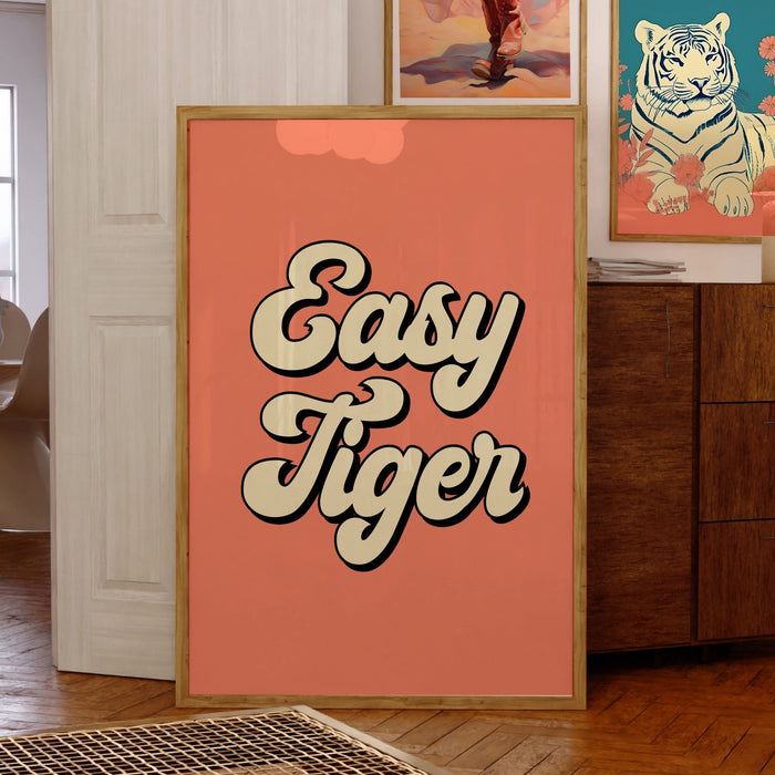 Set of 2 Retro Trendy Art Digital Prints , Easy Tiger, Dorm Decor, Large Wall Art, Animal print, Downloadable Art, Digital Art