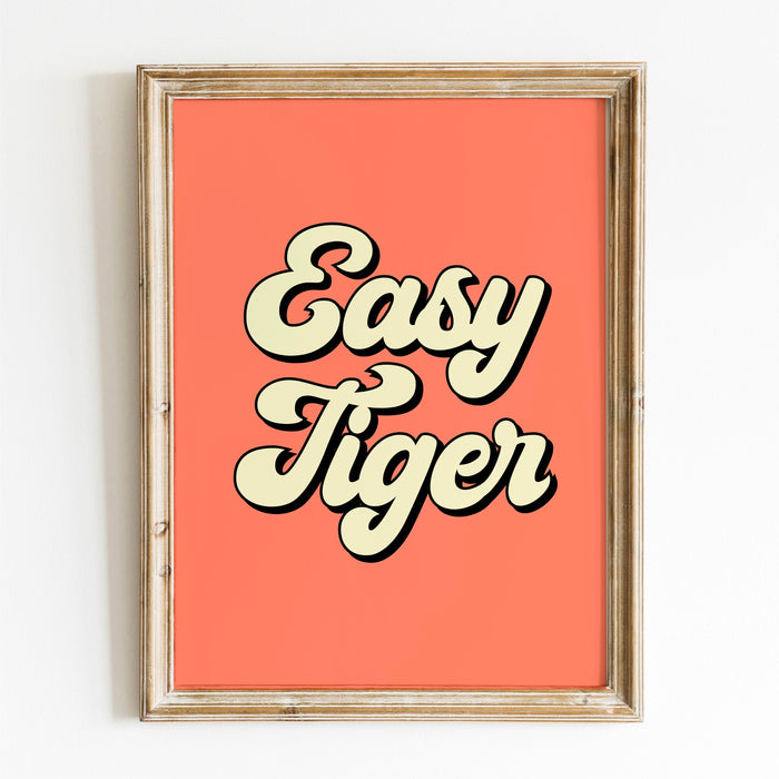 Set of 2 Retro Trendy Art Digital Prints , Easy Tiger, Dorm Decor, Large Wall Art, Animal print, Downloadable Art, Digital Art