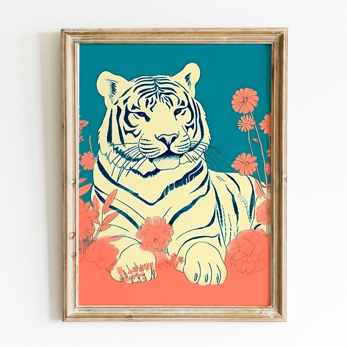 Set of 2 Retro Trendy Art Digital Prints , Easy Tiger, Dorm Decor, Large Wall Art, Animal print, Downloadable Art, Digital Art