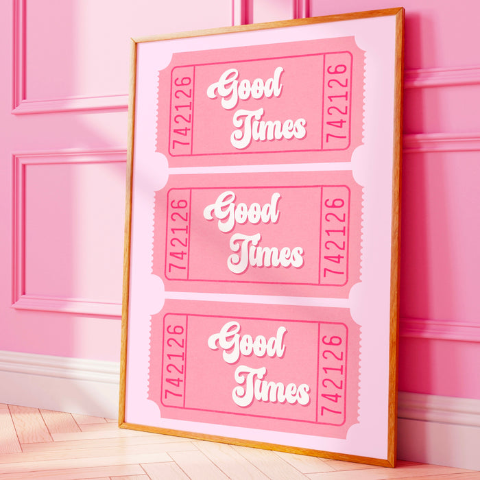 Good Times, Trendy Retro Pink Wall Art , Minimalist Aesthetic Print, Pale Pink Poster, Lucky Pink Print, Funny Art, Downloadable Digital Art