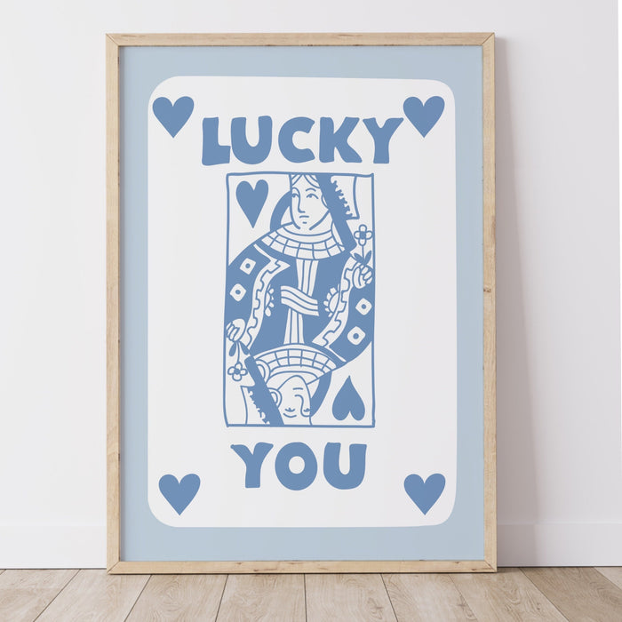 Trendy Retro Wall Art Set of 3, Retro Trendy Aesthetic Print,Lucky You Poster,Blue Print,Trendy Wall Art,Funny Art, Minimalist, Digital Art