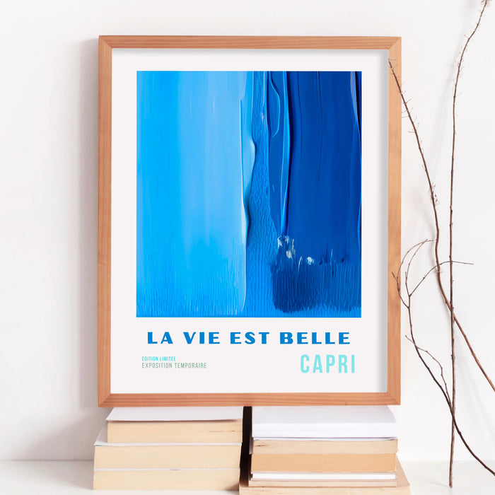 Blue Abstract Painting, Printable set of 3, Maximalist Art, Digital Print,  Blue Gallery Wall Art Print, Coastal Decor, Bright Art