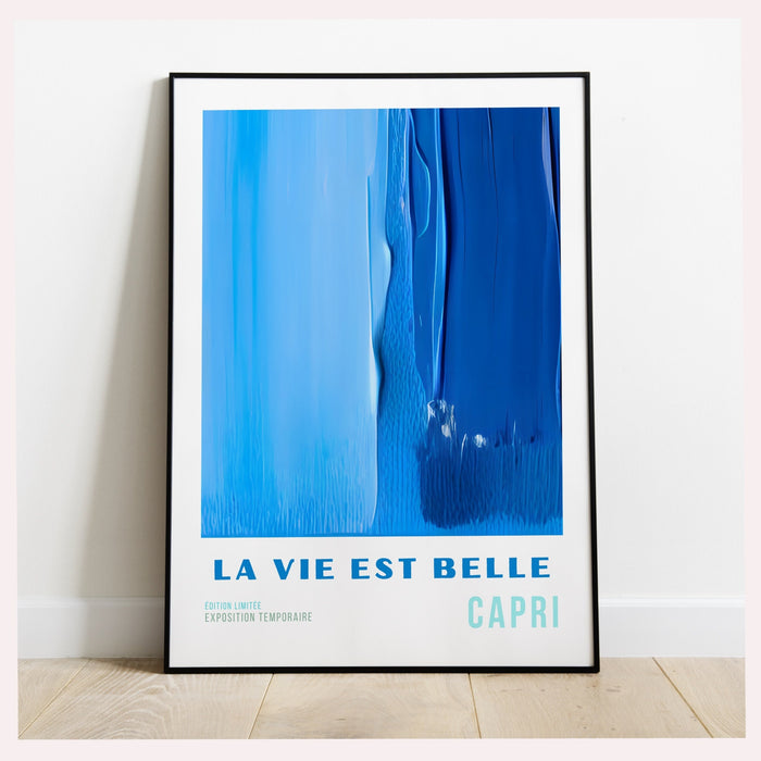 Blue Abstract Painting, Printable set of 3, Maximalist Art, Digital Print,  Blue Gallery Wall Art Print, Coastal Decor, Bright Art