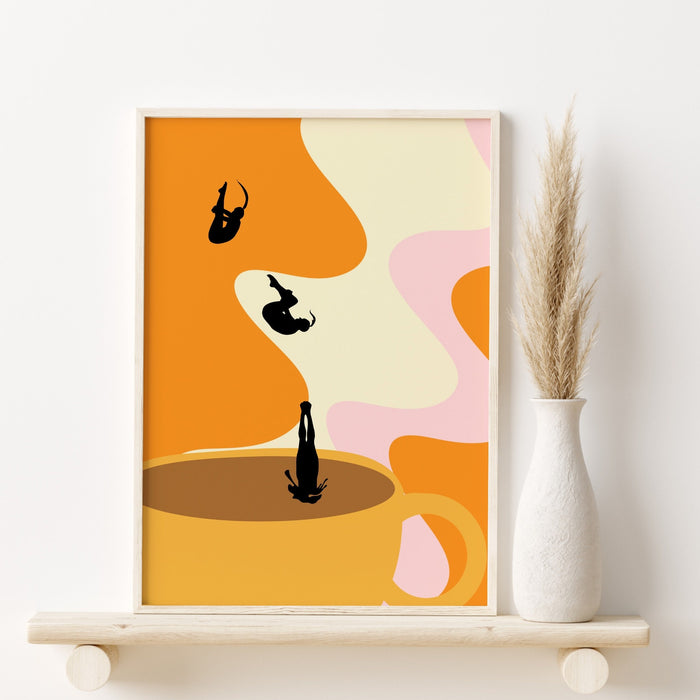 Coffee Print, Drink Poster, Modern Kitchen Decor, Retro Poster, Pop Art, Kitchen Art, Exhibition Poster, Illustration, Coffee Lover