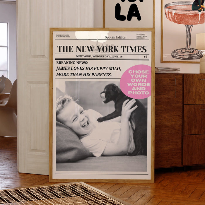 Newspaper Print Customized Personal Gift Custom Childs Gift For Son Gift For Daughter Trendy Newspaper Print Instant Digital Download