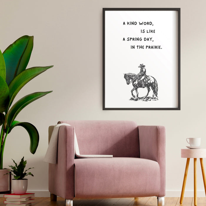 Western Cowboy Quote Print Black and White Minimalist Horseback Riding Poster Vintage Cowboy Art Wild West Home Decor Digital Download Print